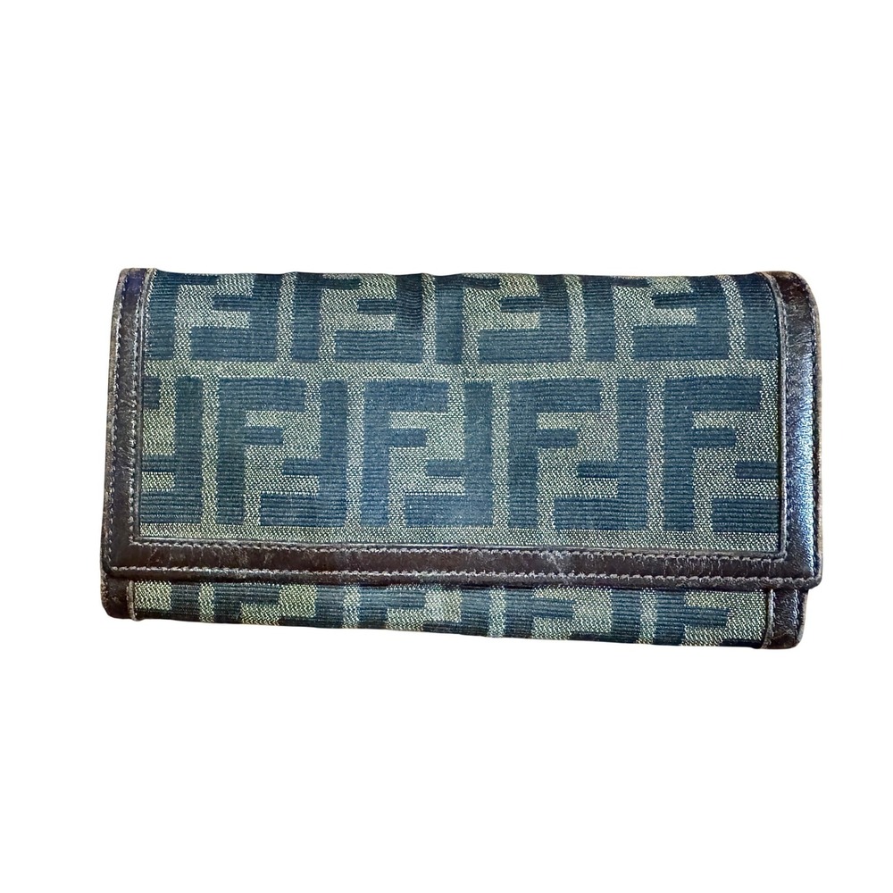 Fendi Vintage Zucca Monogram Canvas Continental Wallet Brown Leather